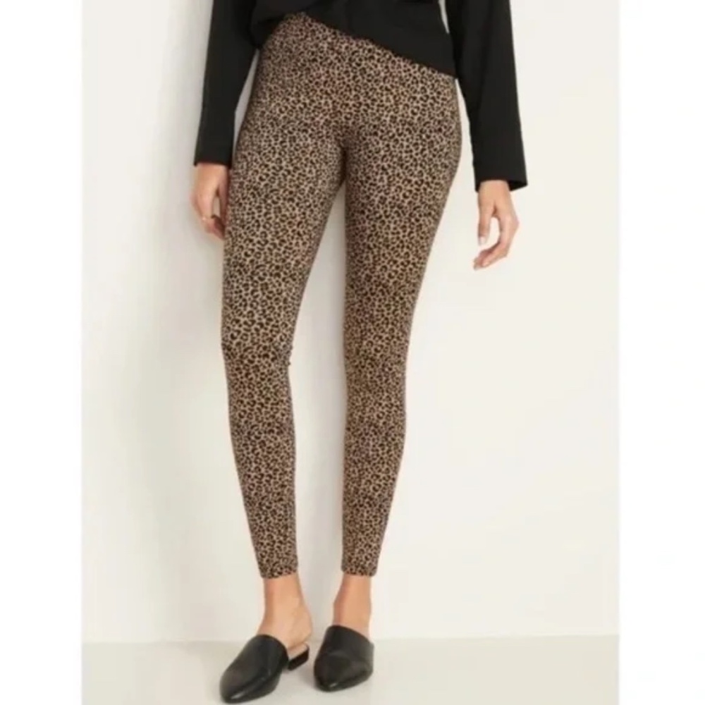 Old Navy Leggings Cheetah/Leopard Print 26" Inseam Like New Cotton & Spandex SzL
